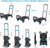T.chilyn 2 in 1 Foldable Dolly, 330LB Capacity, Convertible Hand Truck with 3-Gear Retractable Handle, Heavy Duty for Shopping, Moving, Family, Office