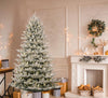 GE 7.5-ft Flocked Montana Fir Pre-lit Artificial Christmas Tree White Light