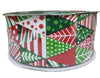 3pk-Kirkland Wire Edged Christmas Triangles Ribbon in Red, Green, White 50yd X 2.5in