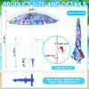 6.5ft Hawaiian Beach Umbrella with Sand Anchor Tropical Leaves Sun Shade