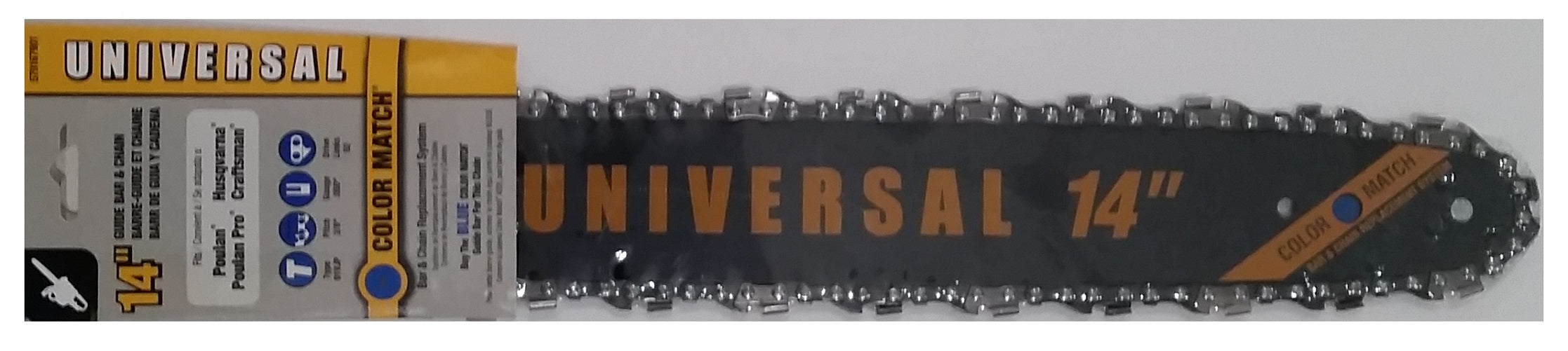 Universal 14" Replacement Guide Bar And Chain Combo