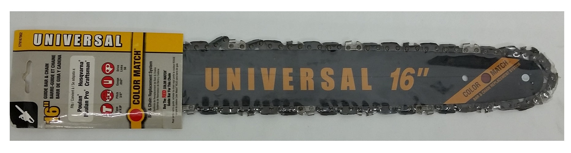 Universal 16" Replacement Guide Bar And Chain Combo