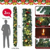 Hotop 2-Piece 9-foot Prelit Artificial Christmas Garland with Lights and Red Bows