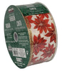 3-Pack Kirkland Wire-Edged White Ribbon with Red Poinsettias 2.5-inch W X 50 Yards