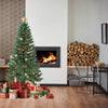 6FT Artificial Pine Christmas Trees Unlit Hinged Tree with Metal Stand