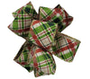 3 PK-Kirkland Wire Edged Christmas Plaid on Burlap Ribbon Glitter Accent 50yd X 1.5in