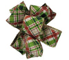 3 PK-Kirkland Wire Edged Christmas Plaid on Burlap Ribbon Glitter Accent 50yd X 1.5in