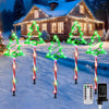 5-Pack Christmas Tree Pathway Light Green Tree on Candy Cane Stake