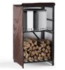 Firewood Storage Cabinet 2-Tier with Waterproof Cover for Logs Backyard Use