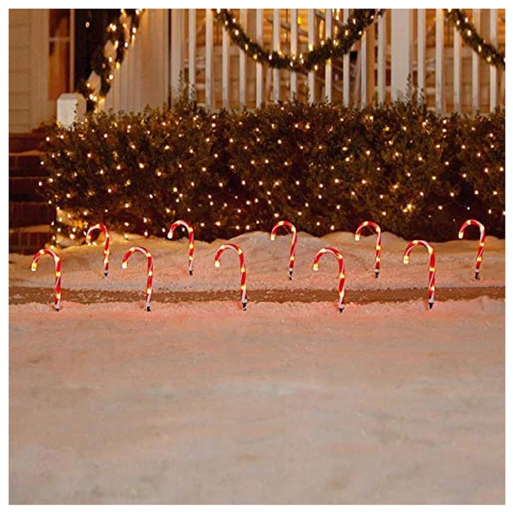 Holiday Living 10-Count Candy Cane Corded Stake Lights