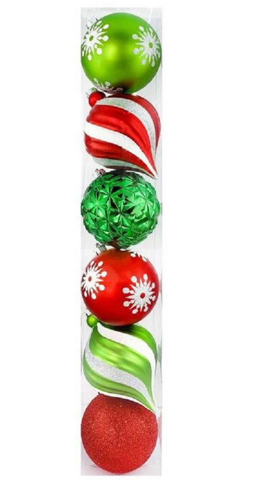 CG Hunter 6 Inch Shatter-Resistant Christmas Ornaments Set of 6 Green/Red/White