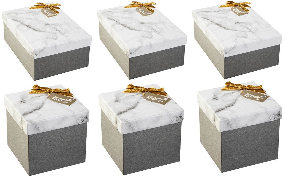 Wondershop Gray Marble 6-Piece Gift Box Kit, 3 Square & 3 Rectangle