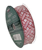 Kirkland Wire Edged Red White Criss-Cross Glitter Ribbon 50 yards x 1.5 inches