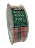 Kirkland Signature Wire Edged Christmas Plaid with Gold Trim 50 yard 1.5 in