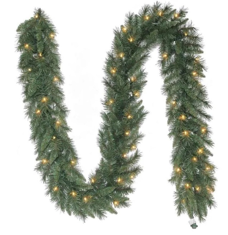 Holiday Living 9 FT Colorado Pine Garland Pre-Lit with 50 White Lights Corded