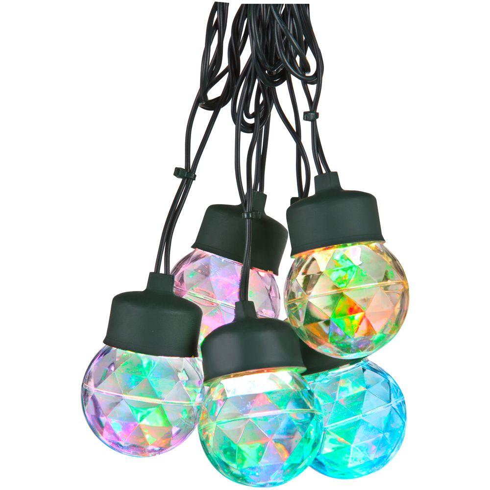 LED LightShow 8-Light Multi-Color Projection Round Light String with Clips