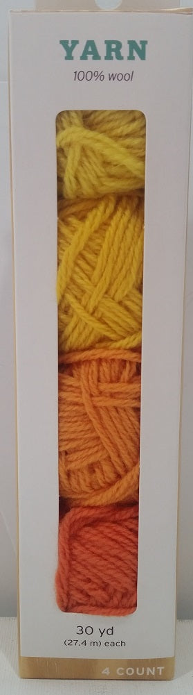 Hand Made Modern Wool Yarn 4 Count, Yellows