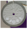 Adjustable Luxury Christmas Tree Skirt Silver with Satin Ornaments