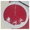 Adjustable Luxury Christmas Tree Skirt Red/White Satin Santa & Deer Scene 60-66"