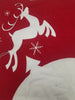 Adjustable Luxury Christmas Tree Skirt Red/White Satin Santa & Deer Scene 60-66"