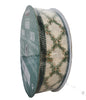 Kirkland Wire Edged Holiday Cream with Green Garland Ribbon 50yd X 1.5in