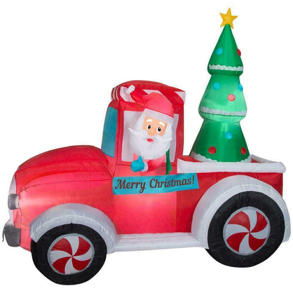 Gemmy Inflatable 7' Santa in Vintage Truck Scene