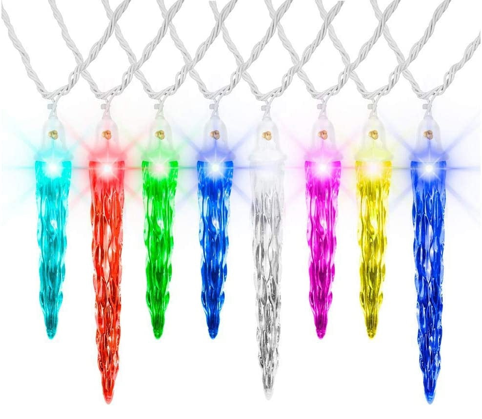 Synchro Lights LED Christmas Multi-color Icicle String Light Set 12-Count 12.5 FT