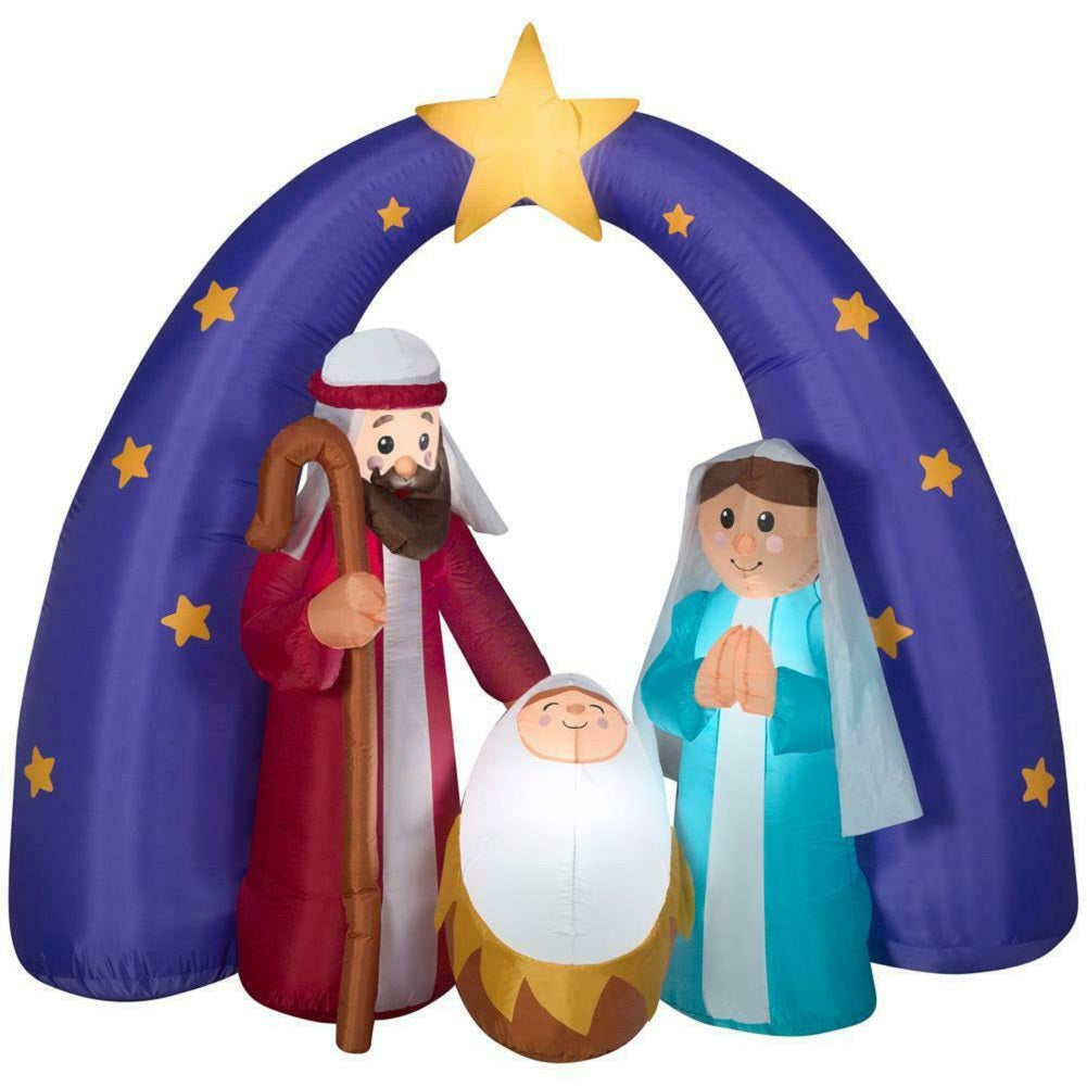 Home Accents Holiday 6.5 ft LED Metallic Star Nativity Scene Inflatable