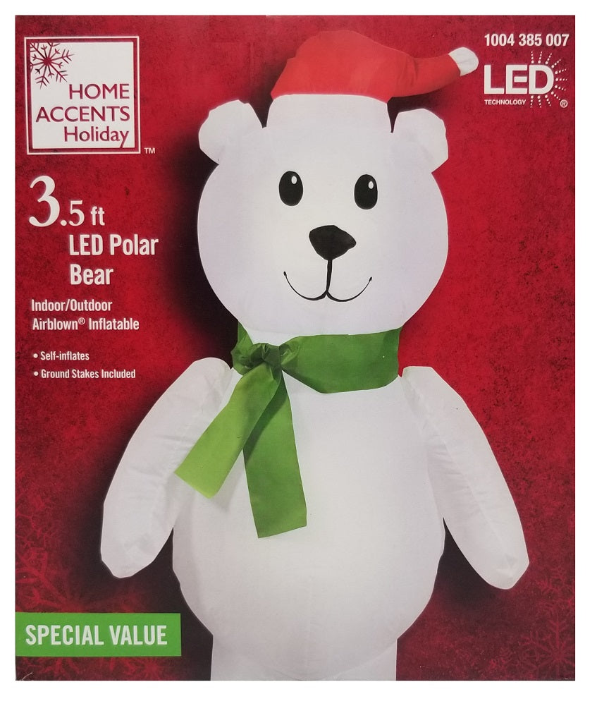 Home Accents Holiday 3.5 FT Airblown Inflatable LED Lighted Polar Bear