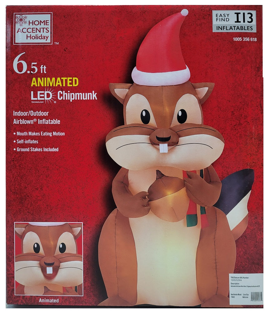 Home Accents Holiday 6.5 FT Animated LED Chipmunk Airblown Inflatable ...