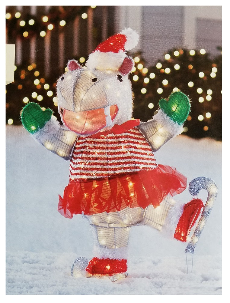 Holiday Living 34-inch Lighted Skating Hippo