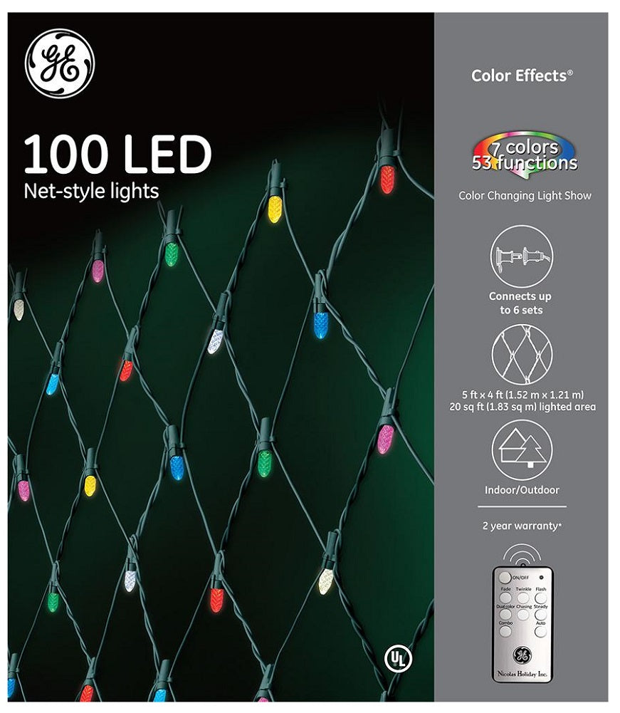 GE Color Effect 5' X 4' Net-Style 100 LED Color Changing Light Show, Multi