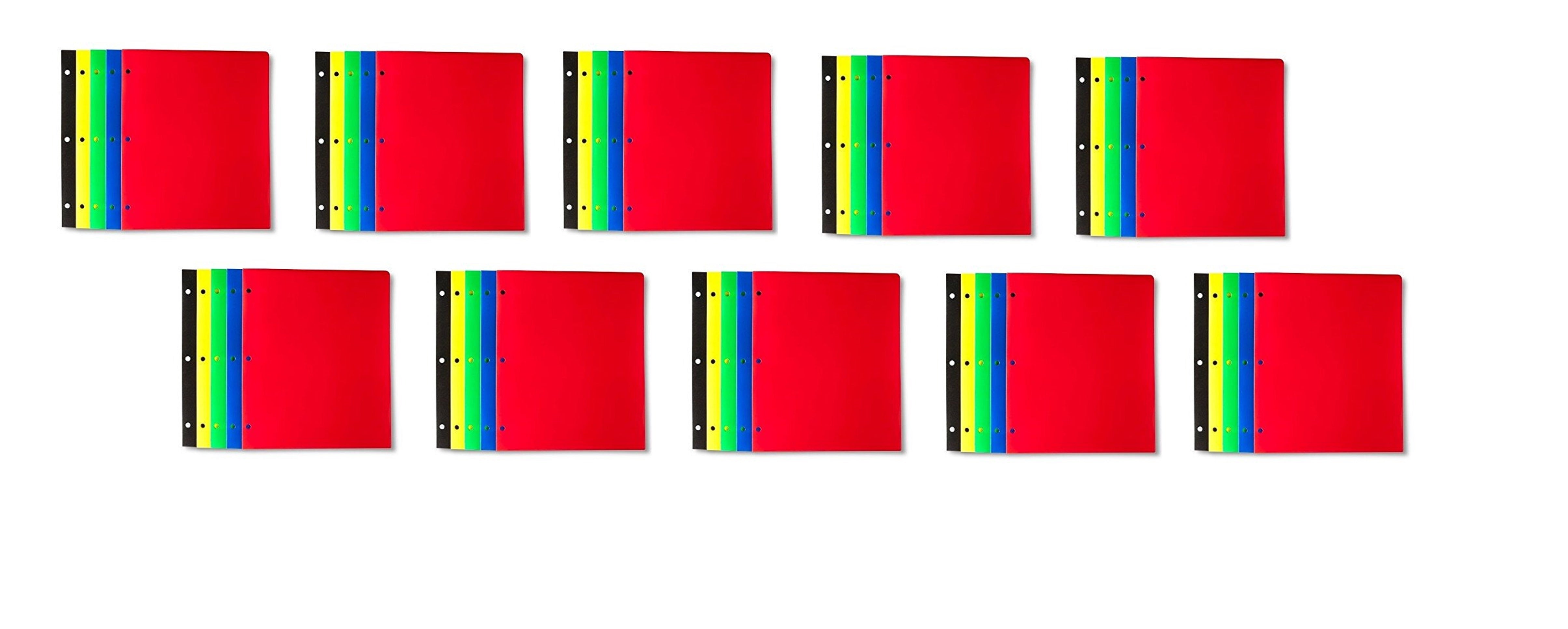 Up&Up 2-Pocket Portfolios, pack of 50 Plastic Folders, Multi Colors