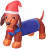 Holiday Time Airblown Inflatable 7FT Wide Weiner Dog with Santa Hat and Vest