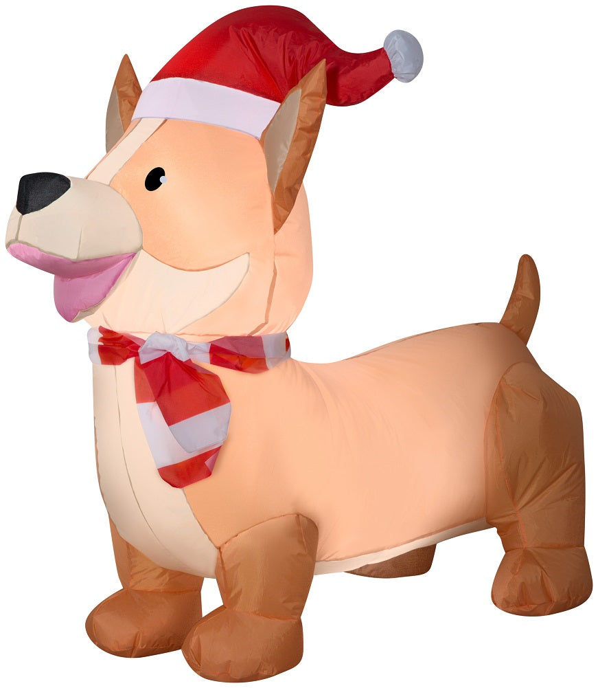 Holiday Time Inflatable Corgi with Santa Hat 3.5 FT Tall