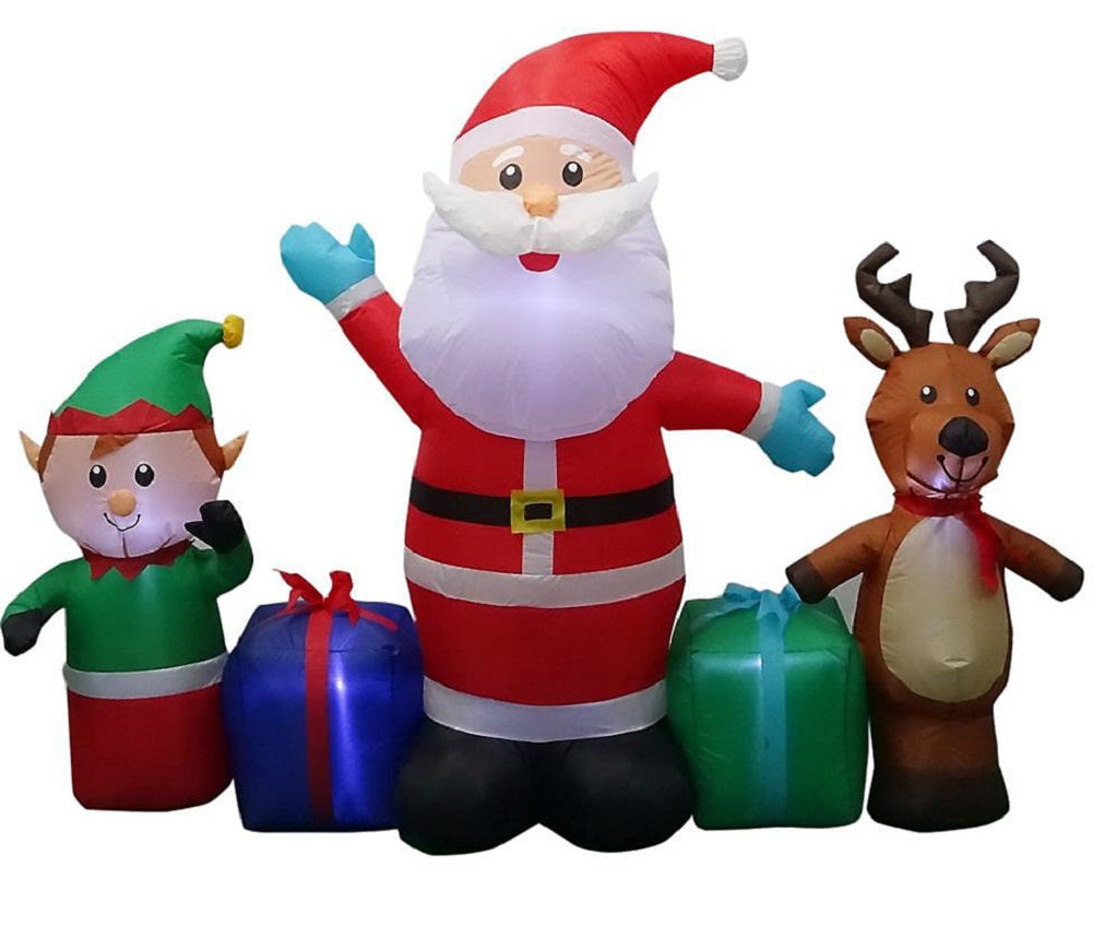 Home Accents Holiday 6.5FT LED Santa and Friends Scene Airblown Inflatable