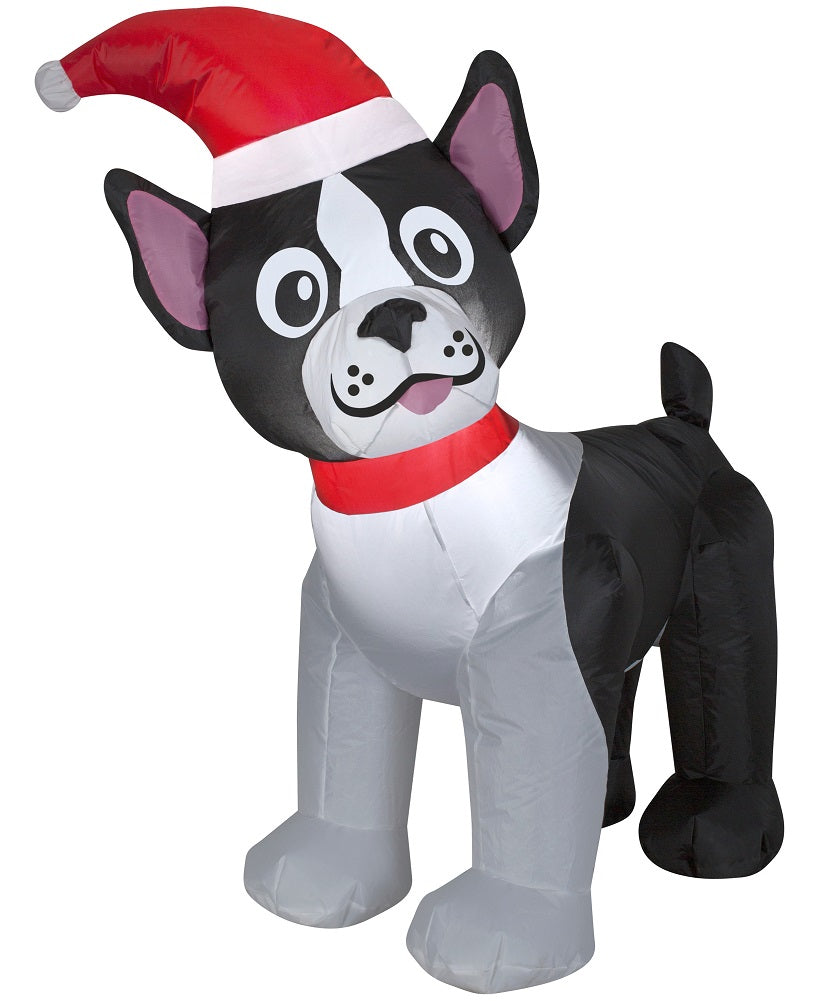Holiday Time Light Up Inflatable Boston Terrier