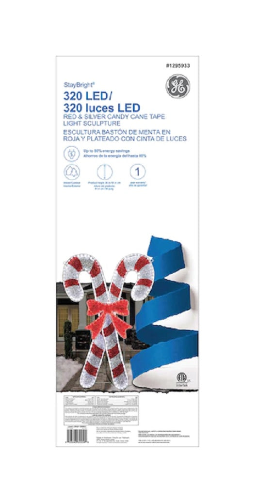 GE 4 FT Pre-lit StayBright Santa Tape Light Sculpture – 360 LEDs, Christmas Decor