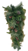32" Battery Operated Pre-Lit Mixed Greenery Swag Decorated Pine Cones & Lights