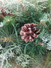 32" Battery Operated Pre-Lit Mixed Greenery Swag Decorated Pine Cones & Lights