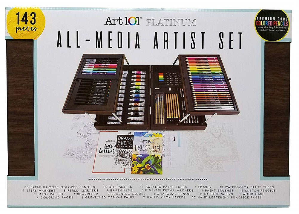 Art 101 Draw, Color, and Paint 136 Piece Multimedia Wood Art Set