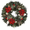 Hunter Holiday 30" Wreath Artificial Decorated with Poinsettia, Ornament & Pine Cones