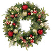 30-inch Holiday Pre-Lit LED Decorated Artificial Wreath Battery Operated Red/Gold