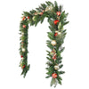 9FT Pre-Lit with 90 LED Lights Decorated Artificial Garland - Red and Gold