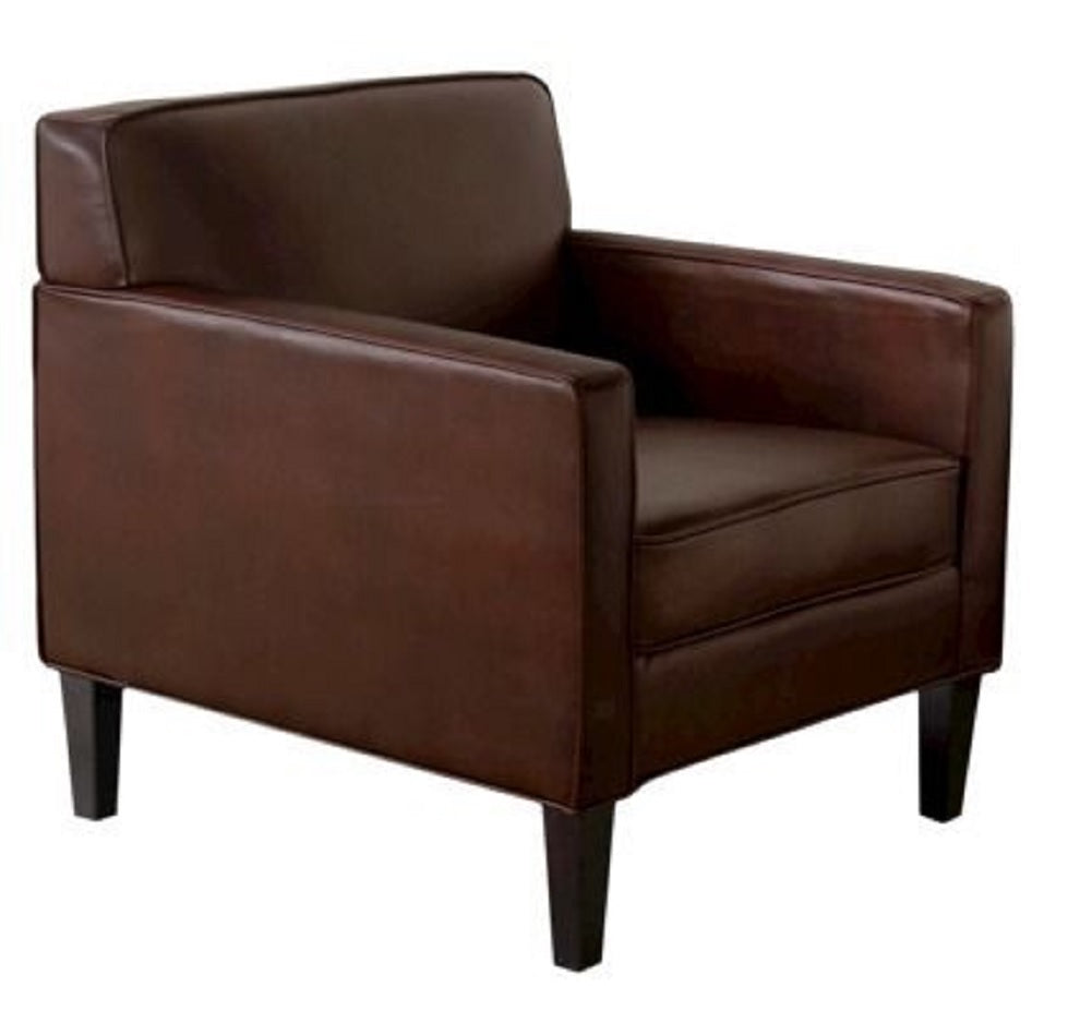 Skyline Cooper Upholstered Bonded Arm Chair, Solid Brown