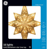 GE Holiday Classics 11-inch 16-Light Gold Glittered Bethlehem Star Tree Top