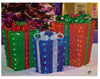 Set of 3 Multi-color Christmas Gift Boxes with Twinkling LED Lights 27", 23", 20"