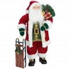36" Traditional Standing Santa With Sled Red Velvet Father Christmas