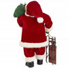 36" Traditional Standing Santa With Sled Red Velvet Father Christmas