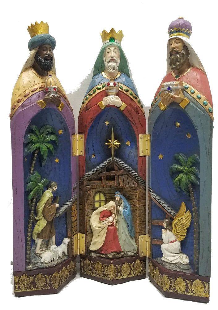 Three Kings Nativity Tri-Fold 16" Figurine